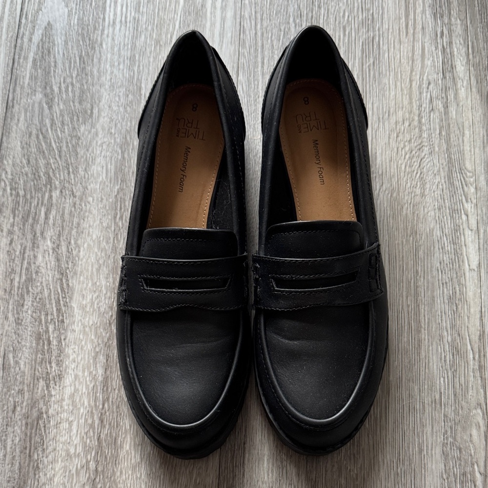 Time and Tru Black Men’s Slip-On Penny Loafers